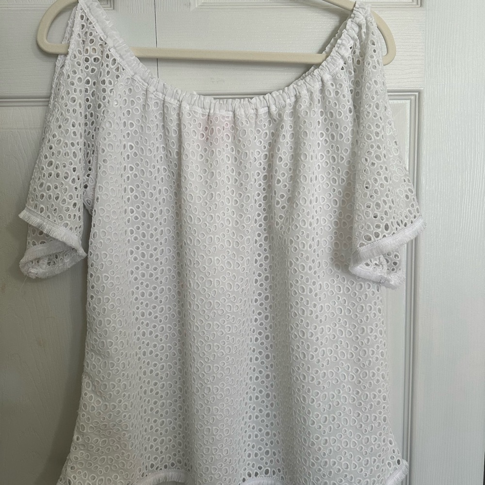 Lilly Pulitzer White Eyelet Off-Shoulder Top